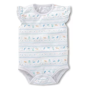 飛袖印花包屁衣 軟綿 薄綿 花邊袖 荷葉袖 女生 透氣 背心 包屁衣 包臀衣9M白色房子