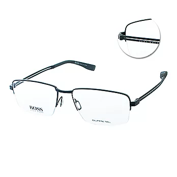 【HUGO BOSS】光學眼鏡 精品鈦工藝半裸框款(質感黑 # 0719/J-HDQ)