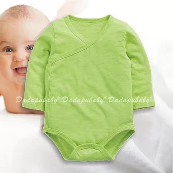 竹節棉包屁衣 薄綿 長袖 冷氣房 前開 側釦 反摺袖 護手 和服 新生兒 包屁衣 哈衣3M果綠