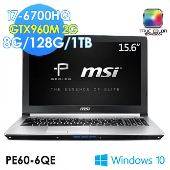 msi微星 PE60 6QE-822TW 15.6吋 i7-6700HQ GTX960M WIN10(銀色)