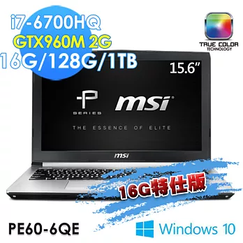 【msi微星】PE60 6QE-822TW 15.6吋 i7-6700HQ GTX960M(16G特仕版)