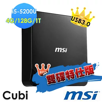 【msi微星】Cubi-072XTW i5-5200U 4G 128G輕巧隨行小主機(雙碟特仕版)