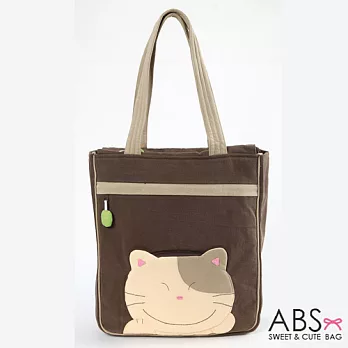 ABS貝斯貓 Smile Cat 拼布肩提包 手提袋 (咖/卡) 88-063