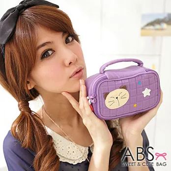 ABS貝斯貓-可愛貓咪手工化妝包 (淡雅紫) 88-008