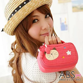ABS貝斯貓-可愛貓咪手工化妝包 (可愛粉) 88-008