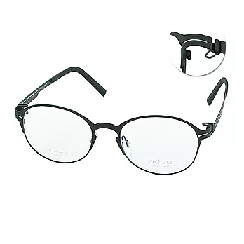 【odbo】光學眼鏡 復古圓框無螺絲一體延展款(氣質黑 #1170-C01)