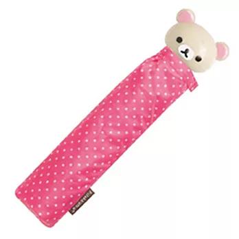 SAN-X 拉拉熊懶妹頭型圓點晴雨折傘。桃紅色