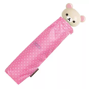 SAN-X 拉拉熊懶妹頭型圓點晴雨折傘。粉紅色