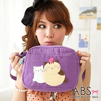 ABS貝斯貓 可愛貓咪手工拼布肩背包/斜背包 (典雅紫) 88-016