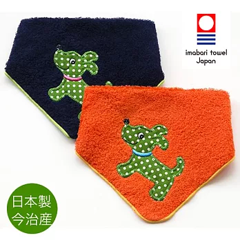 日本製Crescendo今治毛巾，兩用手帕領巾-小狗(深藍)