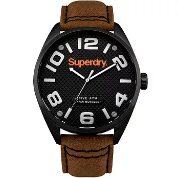 Superdry極度乾燥索西亞強悍個性腕錶-黑X咖啡
