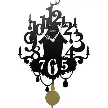 RHYTHM 麗聲 CMP533 北歐奇幻風格童話藝術律動鐘擺精致掛鐘-黑色