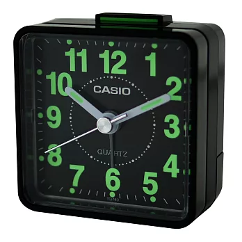CASIO 卡西歐 TQ-140 袖珍型夜光石英鬧鐘-全黑