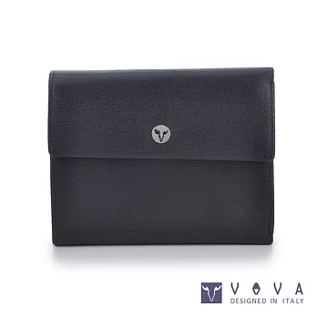 VOVA • 沃汎 - 自由系列 14卡透明窗拉鍊零錢袋可翻式蜥蜴紋中夾- 黑色