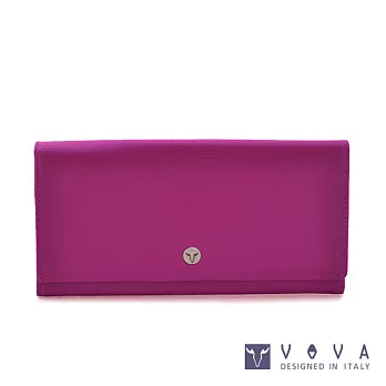 VOVA • 沃汎 - 自由系列 9卡透明窗拉鍊零錢袋蜥蜴紋兩折式長夾-桃紫色