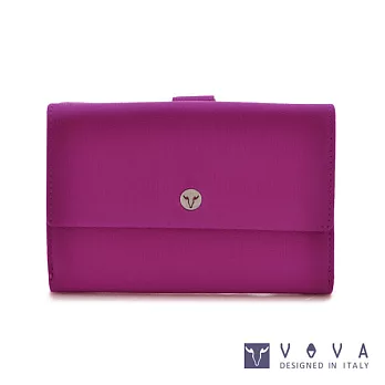VOVA • 沃汎 - 自由系列 9卡透明窗拉鍊零錢袋蜥蜴紋舌片中夾- 桃紫色