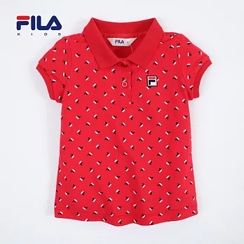 【FILA】可愛品牌印花POLO衫(紅)90紅