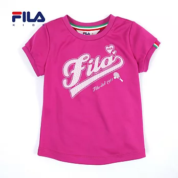 【FILA】甜美FILA字樣吸排圓領衫(桃紅)90桃紅