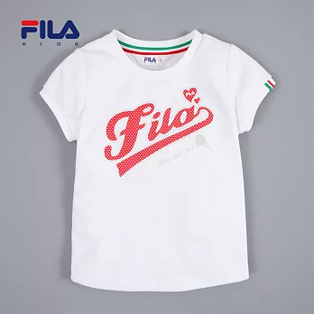 【FILA】甜美FILA字樣吸排圓領衫(白)90白