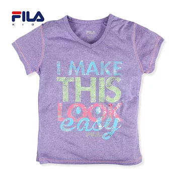 【FILA】字母休閒V領上衣(紫)135紫