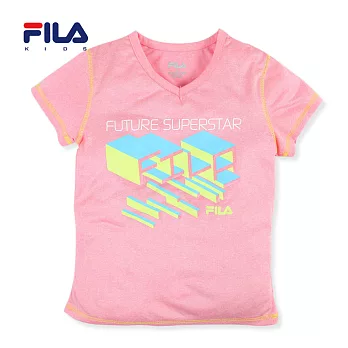 【FILA】粉嫩幾何圖形V領上衣(粉紅)135粉紅