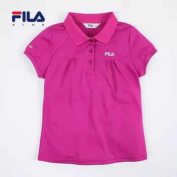 【FILA】品牌印花抓皺素面POLO衫(桃紅)135桃紅