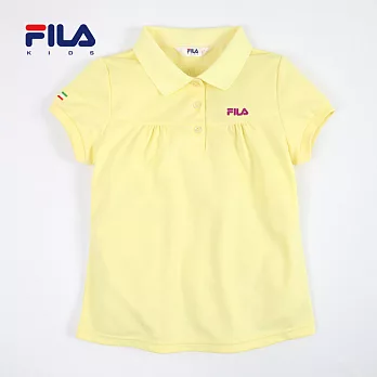 【FILA】品牌印花抓皺素面POLO衫(淺黃)145淺黃