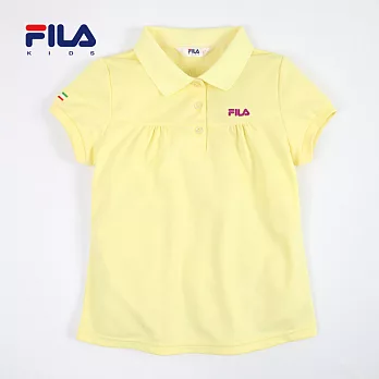 【FILA】品牌印花抓皺素面POLO衫(淺黃)155淺黃