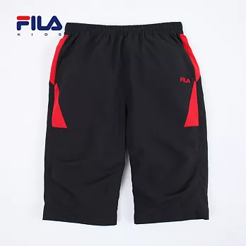 【FILA】雙色拼接抽繩六分褲(黑)135黑