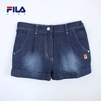 【FILA】前打摺刷白反摺短褲(深藍)145深藍