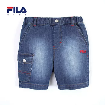 【FILA】單口袋設計刷白牛仔五分褲(藍)90藍