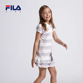 【FILA】甜美徽章荷葉下擺有領洋裝(白)135白