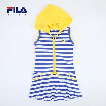 【FILA】甜美條紋連帽背心洋裝(寶藍)160以上寶藍