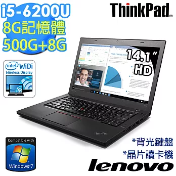 【Lenovo】ThinkPad T460 14吋 i5-6200U 8G記憶體 商務筆電-Win7專業版(20FNA004TW)神秘岩石