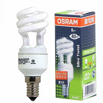 OSRAM 歐司朗 8W 迷你螺旋省電燈泡T2 E14(2入)燈泡色