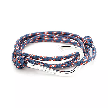 Virginstone Denmark 日本系列- 深藍紅白尼龍繩銀色鉤 多層次可調整手鍊 手繩