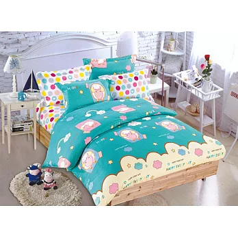 【法式寢飾花季】時尚典藏-雙人精梳全棉加大款涼被床包組(數綿羊5*6.2尺)