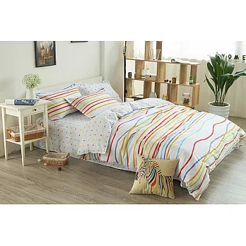 【法式寢飾花季】時尚典藏-雙人精梳全棉加大款涼被床包組(活力青春5*6.2尺)