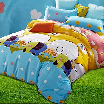 【法式寢飾花季】時尚典藏-雙人精梳全棉加大款涼被床包組(小象精靈5*6.2尺)