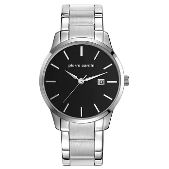 pierre cardin皮爾卡登 極度品味時尚錶-銀x黑x大