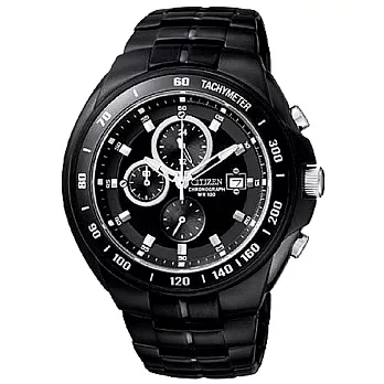 CITIZEN突擊拉法爾三眼時尚男錶-黑