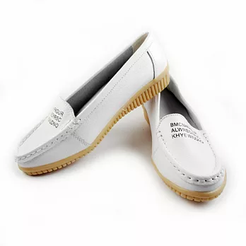 【Moscova】手工真皮系列。字母裝飾休閒鞋36白色