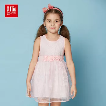JJLKIDS唯美小公主花朵綁帶無袖洋裝(粉紅)105粉紅