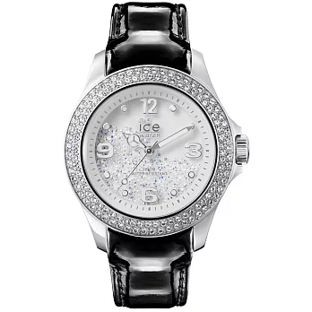 【Ice-Watch】水晶系列 璀燦星鑽腕錶 (銀/黑皮帶 IWCY.SRB.U.L.15)