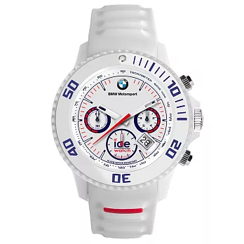 【Ice-Watch】BMW運動系列 摩登潮流三眼計時腕錶-加大 (白 IWBM.CH.WE.BB.S.13)