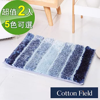 棉花田【Rainbow】超細纖維吸水防滑踏墊-月光藍(二件組)