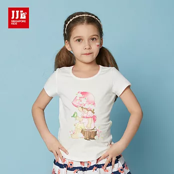 JJLKIDS 夏日森林系俏皮女孩T恤(乳白)105乳白