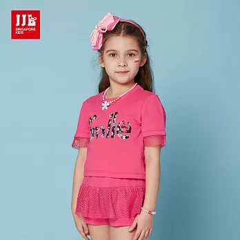 JJLKIDS時尚潮流女孩運動風套裝(玫紅)105玫紅