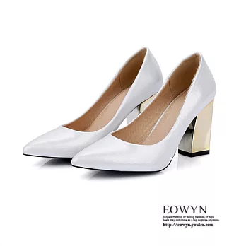 EOWYN．性感時尚高跟鞋尖頭淺口粗跟包鞋EMD04253-77/3色/34-39碼現貨+預購34白色