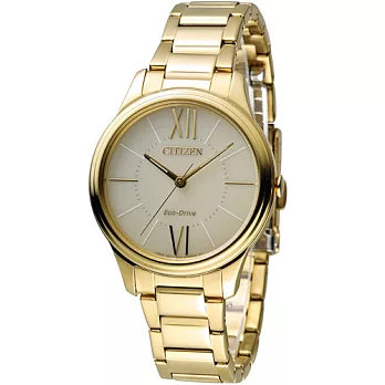 CITIZEN Eco-Drive 典雅大方腕錶 EM0412-52P金色